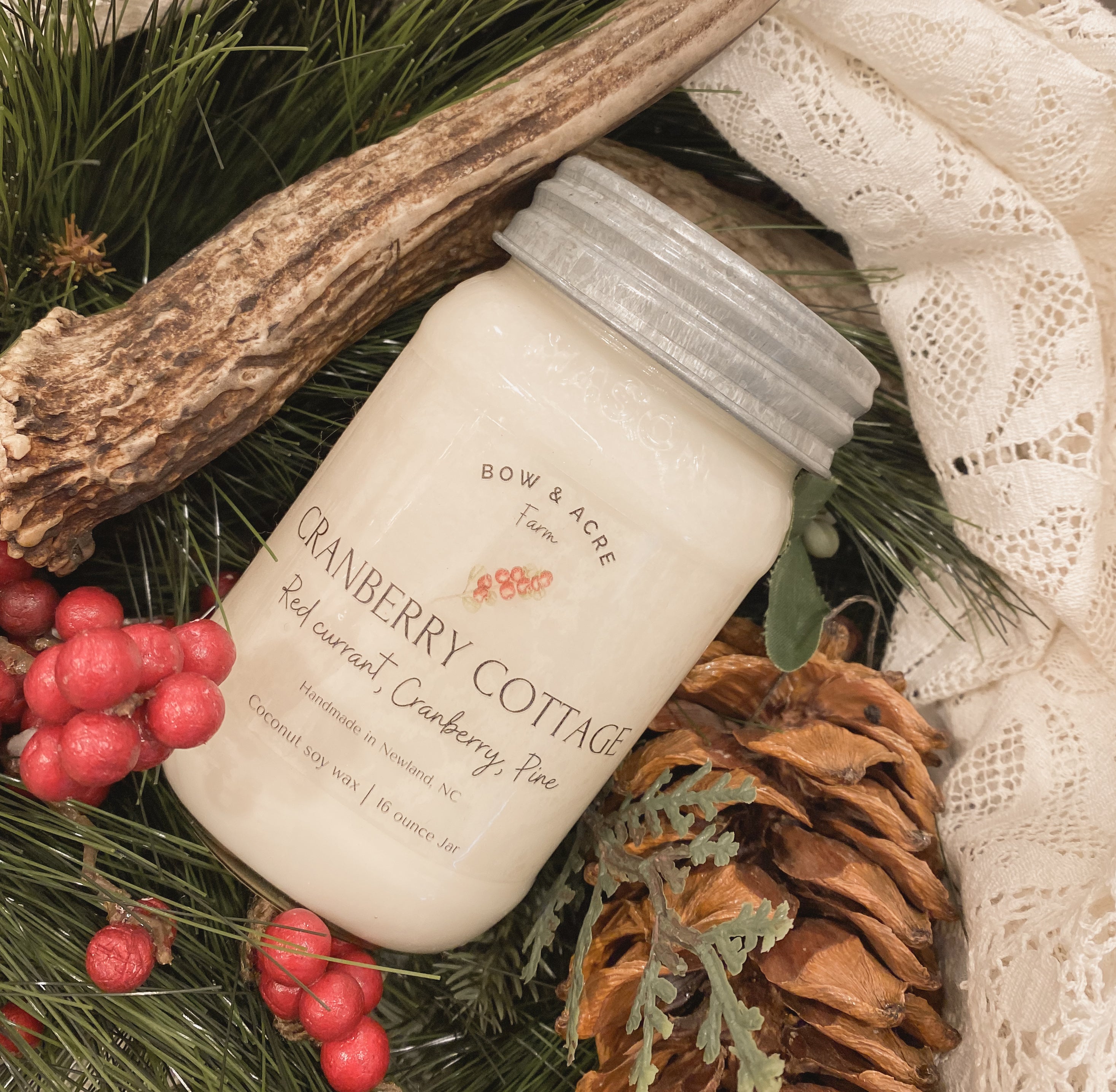 Cranberry Cottage mason jar candle