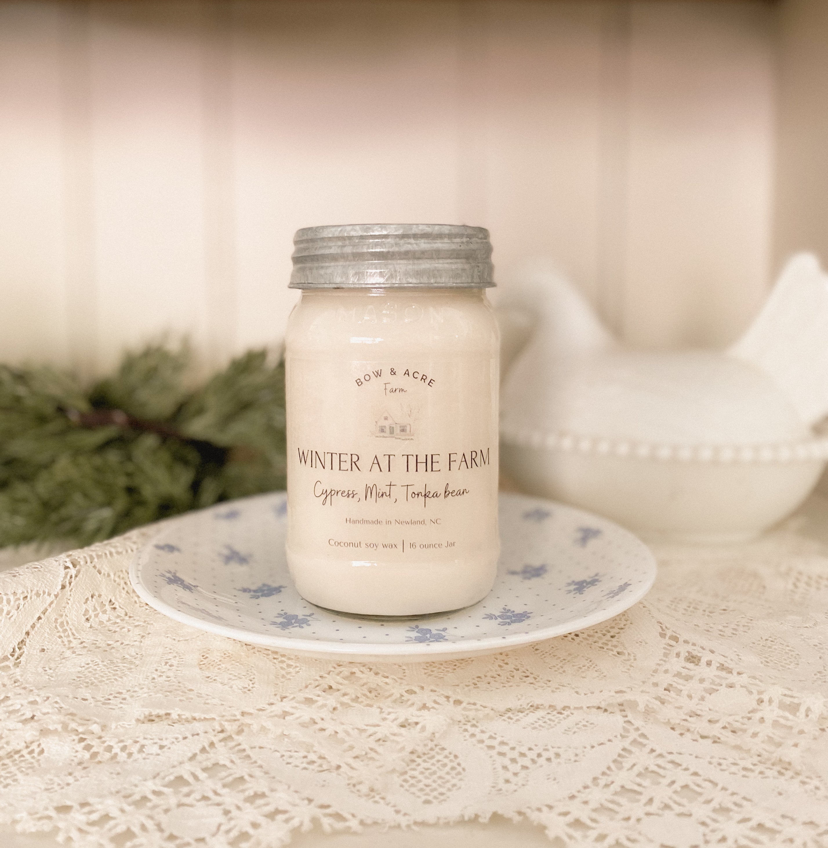 Winter at the farm mason jar candle